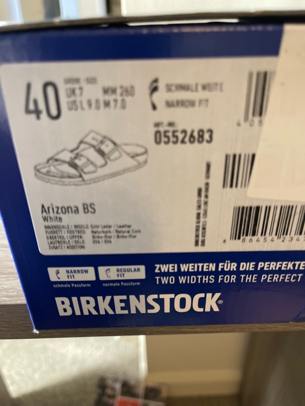 Birkenstock Blue and White Arizona BS Shoe Box
